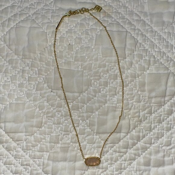 Elisa Gold Pendant Necklace in Rose Quartz - Picture 1 of 5